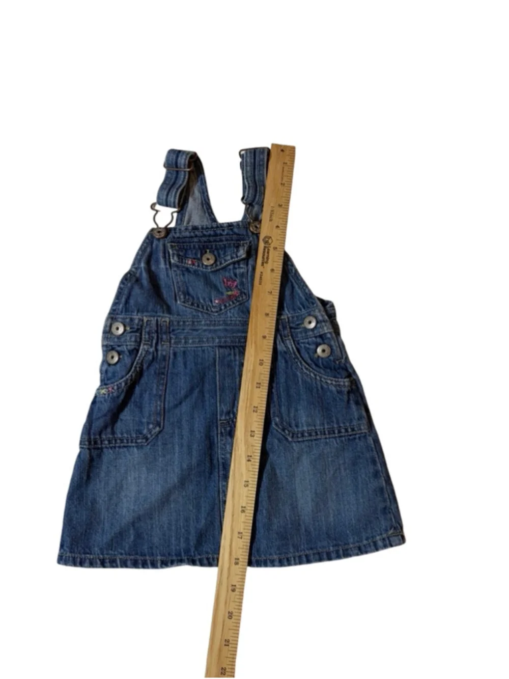 Y2K OshKosh B’gosh Denim Overall Dress 24M Blue Jumper Embroidered Toddler